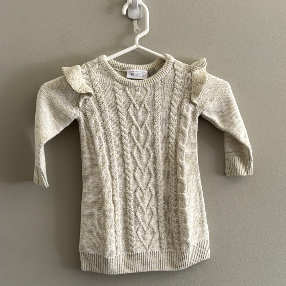 The Children's Place Cream Flutter Sleeve Sweater Dress